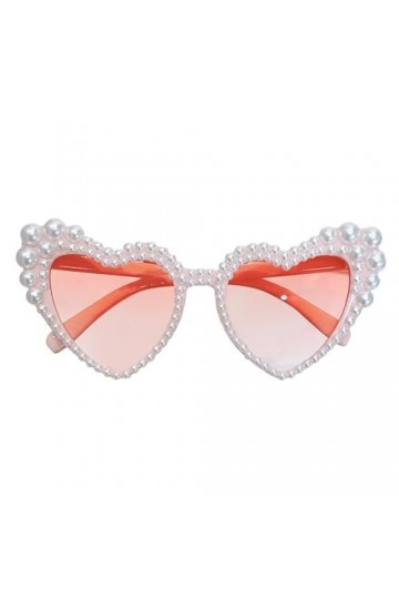 Harilla Lunettes de soleil pour femmes, monture en perles, polyvalentes, œil de chat, en forme de cœur, pour carnaval de rue,