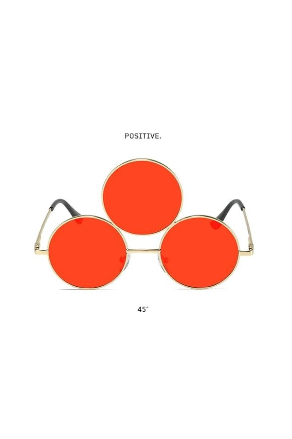 Mumuve Lunettes de soleil rondes colorées à trois montures Y2K pour adolescents, Noël, prise de photo, fête, verres de couleu