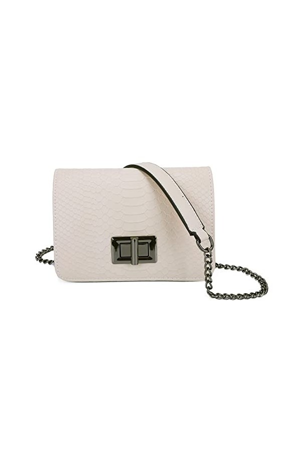 Gallantry - Petit Sac Bandoulière Femmes Crocodile - Sacoche Besace Rabat à Bordures Chaînes - Pochette Messenger Porté Epaul