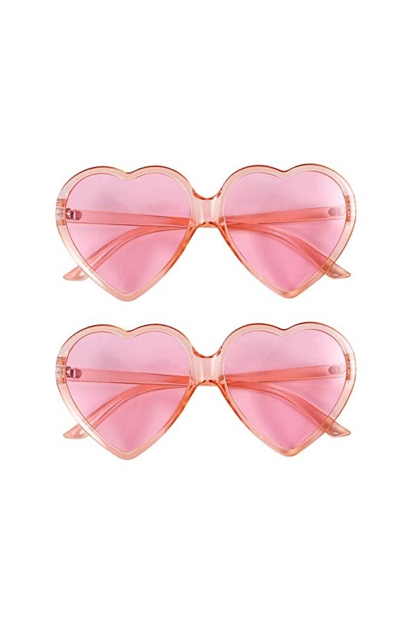 Bureau 2X Femmes Dame Filles Surdimensionnées Lunettes de Soleil Rétro En Forme de Coeur Lunettes DAmour Mignonnes Rose 