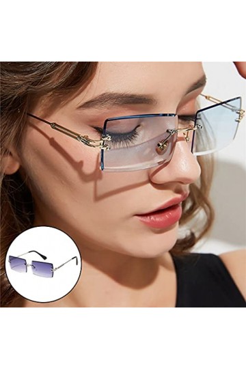 F Fityle Lunettes de Soleil rectangulaires Lunettes de Soleil carrées sans Monture pour Femmes, Lunettes de Noël Halloween po