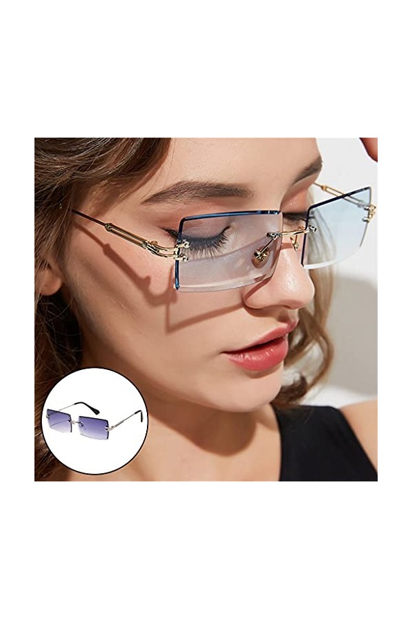 F Fityle Lunettes de Soleil rectangulaires Lunettes de Soleil carrées sans Monture pour Femmes, Lunettes de Noël Halloween po