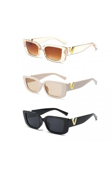 TIANNAIT 3 pièces Lunettes de soleil carrées, lunettes de mode rétro carrées, protection UV extérieure décontractée, lunettes