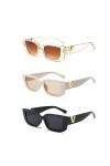 TIANNAIT 3 pièces Lunettes de soleil carrées, lunettes de mode rétro carrées, protection UV extérieure décontractée, lunettes