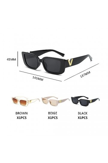 TIANNAIT 3 pièces Lunettes de soleil carrées, lunettes de mode rétro carrées, protection UV extérieure décontractée, lunettes