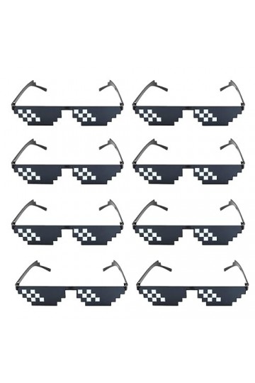 OSUWLSI 8 Pack Lunettes de Soleil Thug Life, Pixelated Lunettes de Soleil, Lunettes de Soleil Hommes Femmes en Verre 8 Bits P