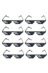 OSUWLSI 8 Pack Lunettes de Soleil Thug Life, Pixelated Lunettes de Soleil, Lunettes de Soleil Hommes Femmes en Verre 8 Bits P