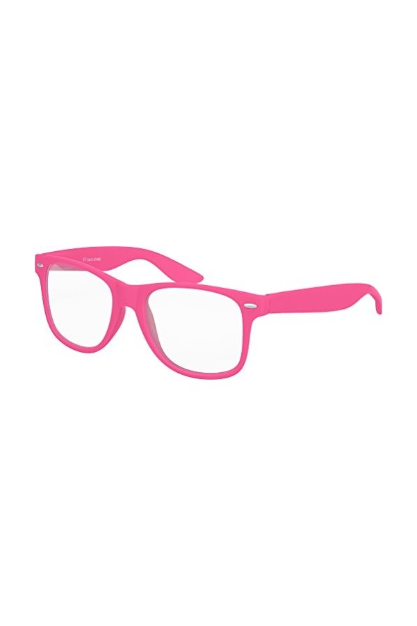 Balinco Lunettes de soleil Nerd avec verre clair mat Rubber Retro Vintage unisexe avec charnière à ressort rose