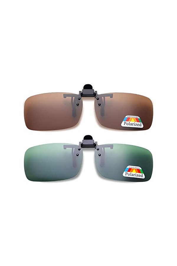 Skyzone Lunettes de soleil à clipser, 2 paires de lunettes de soleil à clipser, lentilles polarisées rabattables adaptées aux