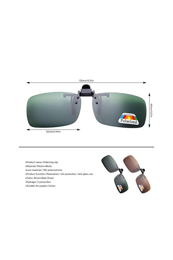 Skyzone Lunettes de soleil à clipser, 2 paires de lunettes de soleil à clipser, lentilles polarisées rabattables adaptées aux