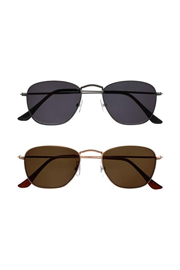 OPULIZE Sky Pack 2 Mince Bordé Or Rose Clair Pointes Brunes Hommes Femmes Lecteurs Soleil Lunettes De Lecture UV400 SS95-9 +3