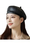 FEOYA Béret Femme Chapeau Chapeau en Cuir Casquette Français Newsboy Chapeau Gavroche Artiste de Peintre Chauffeur Noir Béret