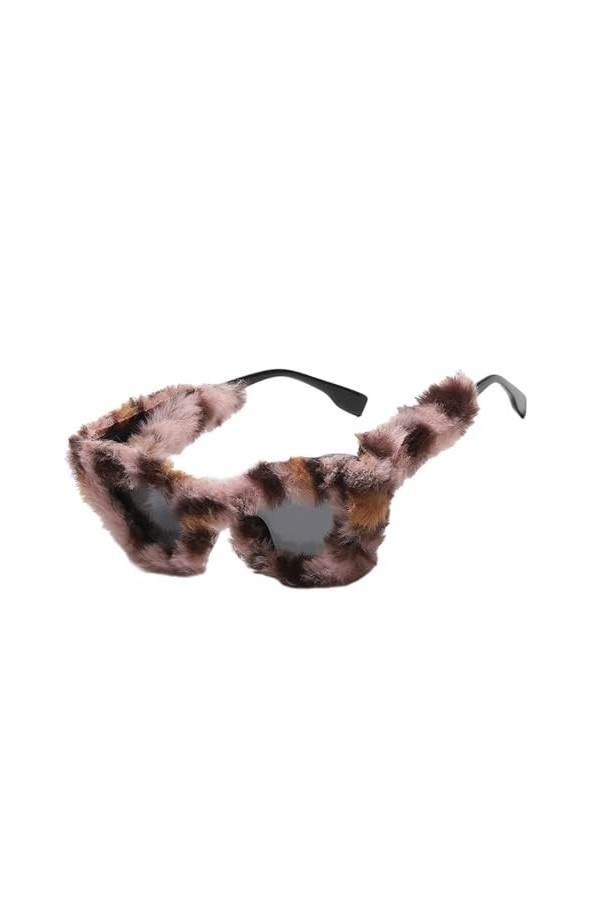 Oshhni Lunettes de pour femmes, lunettes de soleil floues en peluche, lunettes de soleil créatives en velours doux, lunettes 