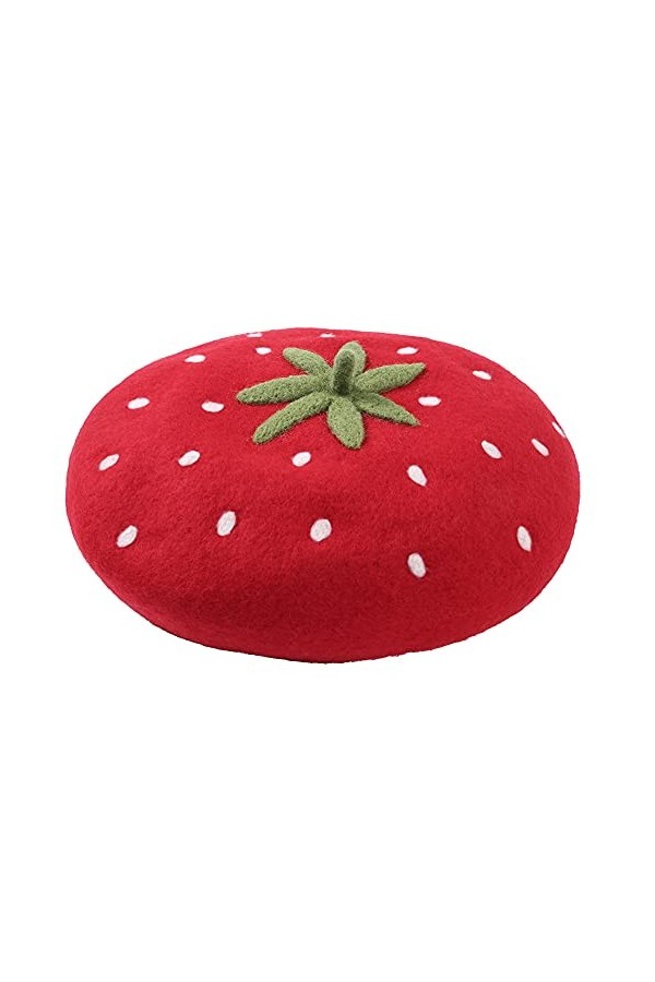 Zasy Laine Béret Décontractée Femmes Bonnets Fait Main Se sentait Fruit Chapeau Strawberry