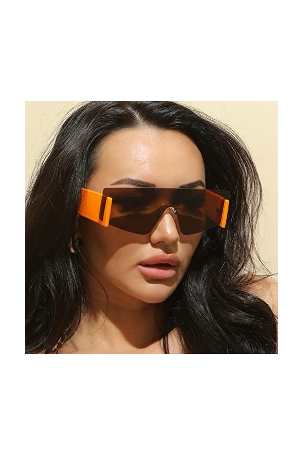 Lunettes de soleil vintage pour femme - Lunettes de soleil classiques avec miroir - Verres sans cadre - Lunettes de soleil UV