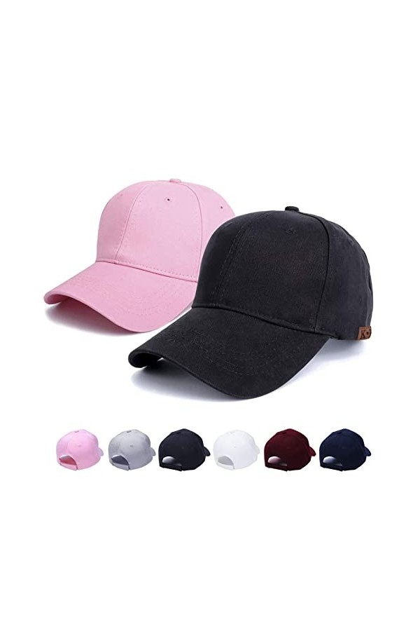 Casquette de baseball unisexe réglable, Noir et rose., Taille M