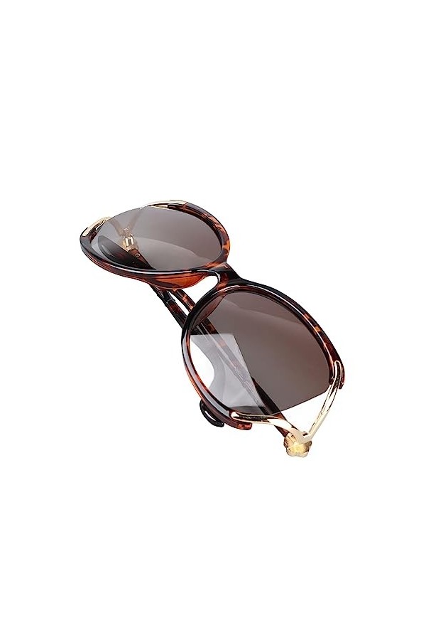 BROLEO Lunettes de Soleil pour Femmes, Lunettes de Soleil Rondes Légères Polarisées, Faciles à Nettoyer, Tendance pour la Pla