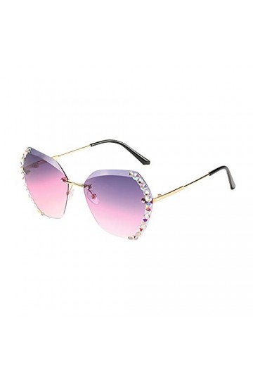 Lunettes de soleil polarisées rétro pour femme Lunettes de soleil classiques sans monture Lunettes amusantes Lunettes de sole