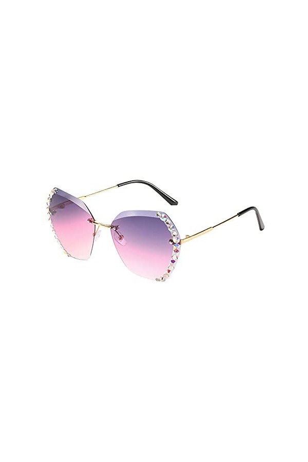 Lunettes de soleil polarisées rétro pour femme Lunettes de soleil classiques sans monture Lunettes amusantes Lunettes de sole