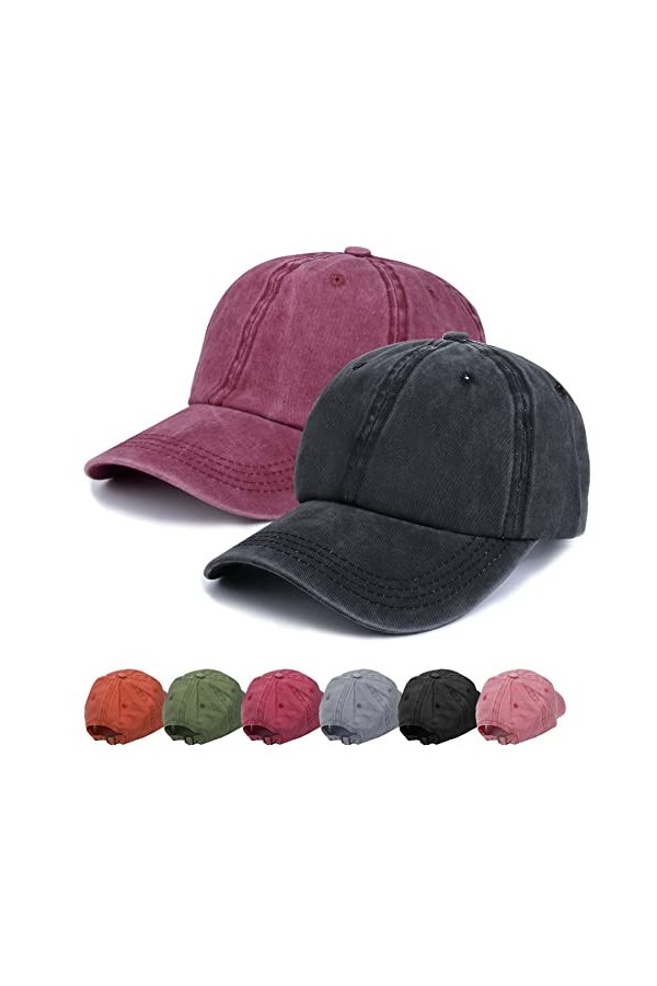 Casquette de baseball unisexe réglable, Noir et rose., Taille M