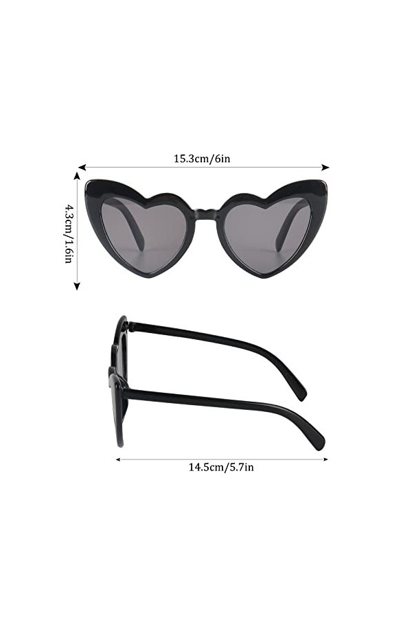 HIULLEN Lot de 6 lunettes de soleil en forme de cœur rétro UV400 Vintage Heart Lunettes de soleil pour femme et homme avec ca