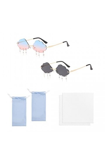 Lot de 2 lunettes soleil sans monture&nbsp;. Livré avec 2 sacs à lunettes&nbsp;. 2 chiffons à lunettes&nbsp;. Lunettes irrégulières amusante
