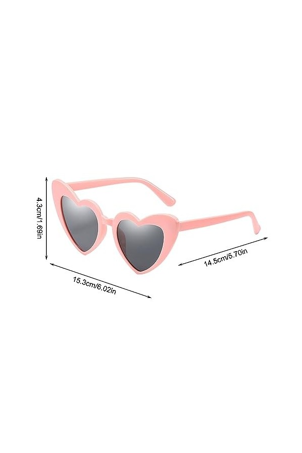 SKHAOVS4 pcs lunettes coeur, lunettes de soleil coeur，lunettes damour vintage mode œil de chat rétro soleil forme de cœur fa