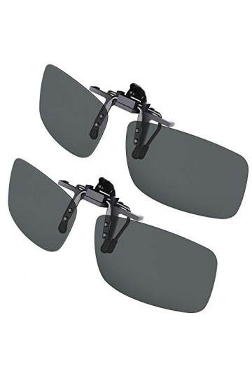 Gritin Clip Solaire, Polarized lunettes de soleil [Lot de 2 Vision du Jour] Clip sur lunettes de soleil pour Hommes/Femmes po