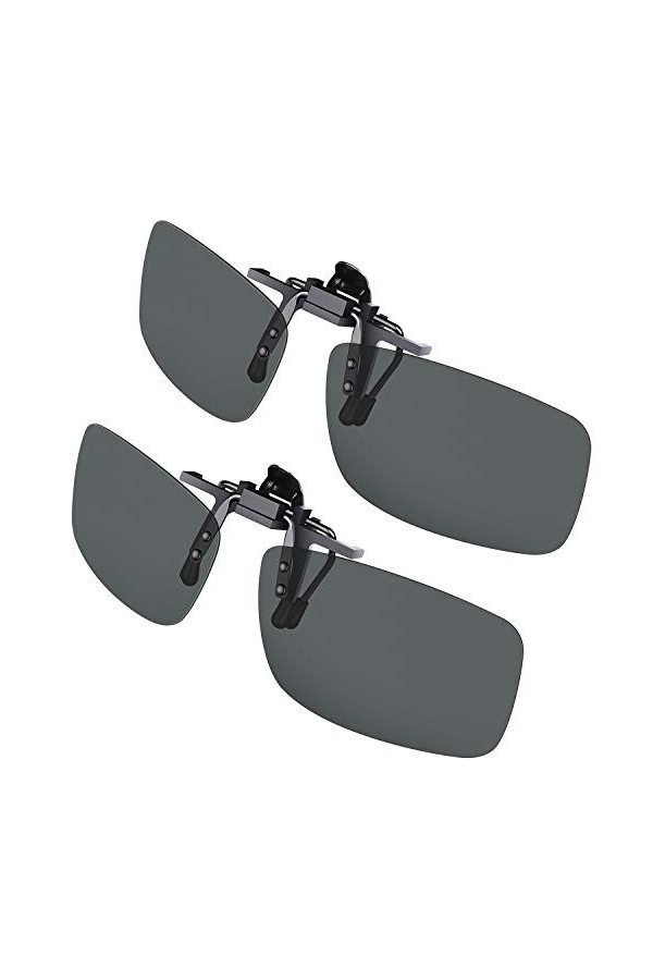 Gritin Clip Solaire, Polarized lunettes de soleil [Lot de 2 Vision du Jour] Clip sur lunettes de soleil pour Hommes/Femmes po
