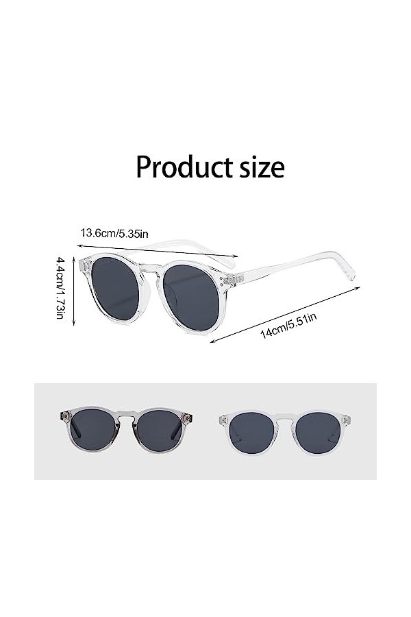 MIVAIUN 2 Pièces Lunettes de Soleil Rondes, Lunettes de Soleil Hippie, Classique Retro Design, Rétro Lunettes de Soleil, Lune