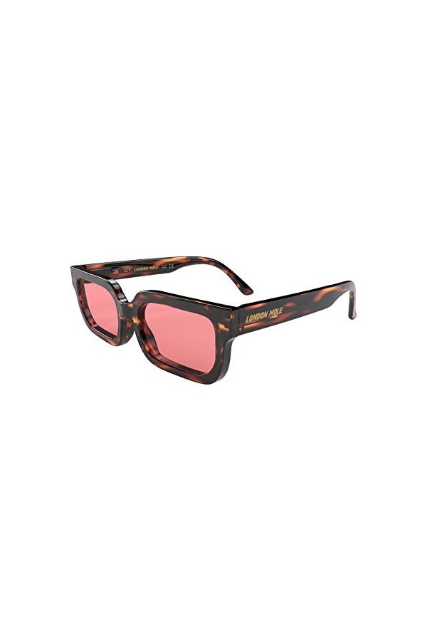 LONDON MOLE Eyewear | Lunettes de soleil glacées | Marque de mode | Protection UV400 | Unisexe Tortoise Shell, Red 