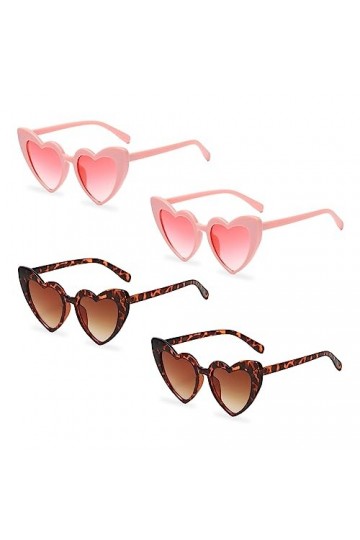 MIVAIUN 4 pcs lunettes soleil en forme cœur, lunettes damour vintage mode œil de chat rétro soleil forme de cœur fantaisie c