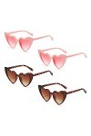 MIVAIUN 4 pcs lunettes soleil en forme cœur, lunettes damour vintage mode œil de chat rétro soleil forme de cœur fantaisie c