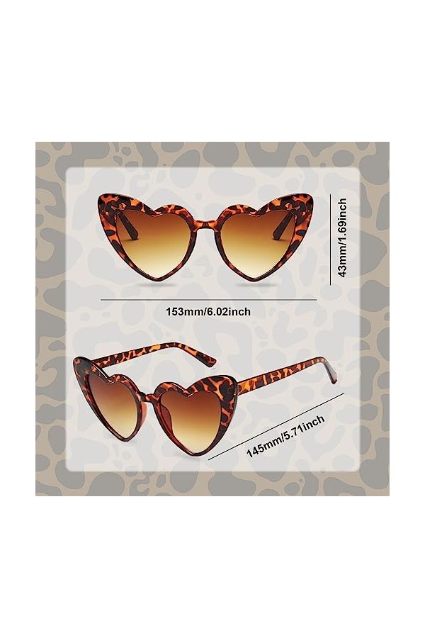 MIVAIUN 4 pcs lunettes soleil en forme cœur, lunettes damour vintage mode œil de chat rétro soleil forme de cœur fantaisie c