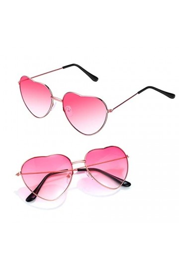 QincLing Lot de 2 paires de lunettes de soleil en forme de cœur, lunettes daviateur, lunettes de soleil pour femme, couleur 