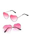 QincLing Lot de 2 paires de lunettes de soleil en forme de cœur, lunettes daviateur, lunettes de soleil pour femme, couleur 