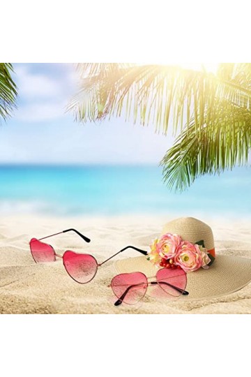 QincLing Lot de 2 paires de lunettes de soleil en forme de cœur, lunettes daviateur, lunettes de soleil pour femme, couleur 