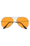 Emblem Eyewear - Lunettes de soleil Hommes Femmes Couleur Teinté Lentille Rétro Lunettes de Soleil Orange 