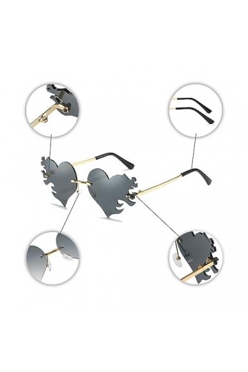 ASYKNM Lot de 2 Paires de Lunettes de Soleil pour Femme - Motif Cœur - Style hippie - Cadre Doré Rose 2 Couleurs 