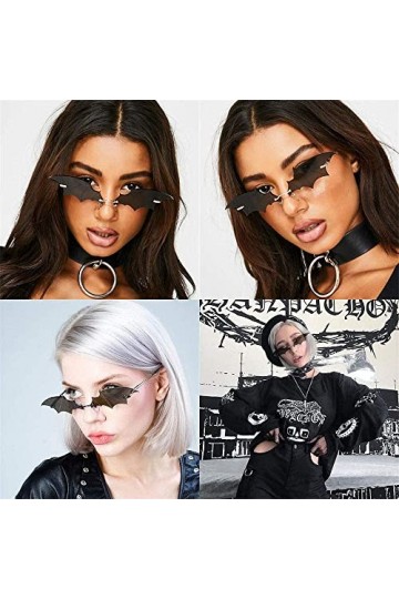 Charfia Lunettes de soleil chauve-souris pour homme et femme - Style rétro - Style punk - Lunettes de soleil - Lunettes de so