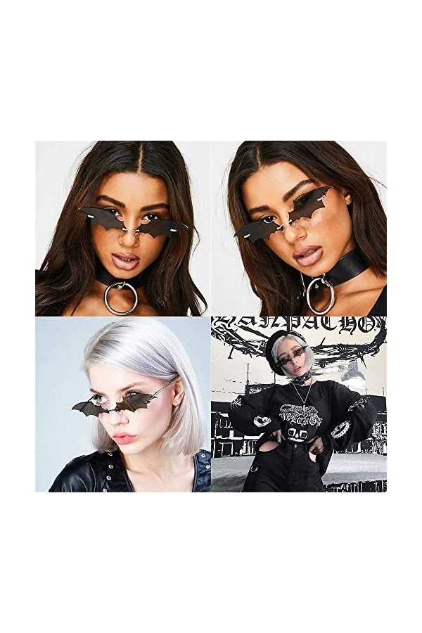 Charfia Lunettes de soleil chauve-souris pour homme et femme - Style rétro - Style punk - Lunettes de soleil - Lunettes de so