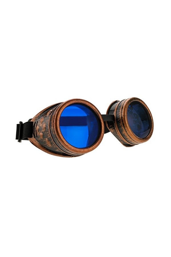 4sold Steampunk Blue Lenses Black Cyber Goggles Rave Goth Vintage Victorian Sunglasses Welding Cosplay Vintage Rustic Hippy P