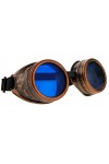 4sold Steampunk Blue Lenses Black Cyber Goggles Rave Goth Vintage Victorian Sunglasses Welding Cosplay Vintage Rustic Hippy P