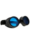 4sold Steampunk Blue Lenses Black Cyber Goggles Rave Goth Vintage Victorian Sunglasses Welding Cosplay Vintage Rustic Hippy P
