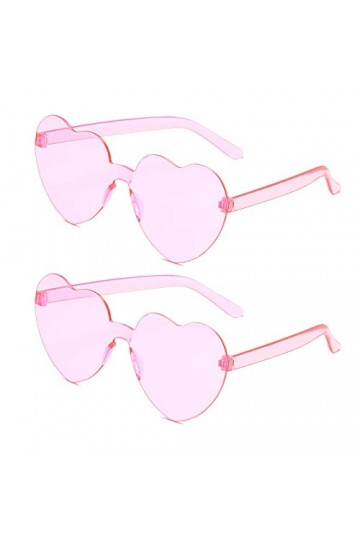 Lot de 2 paires de lunettes de soleil en forme de cœur hippie Lunettes rétro en forme de cœur en forme de cœur pour la plage,