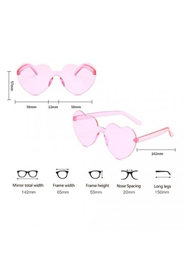 Lot de 2 paires de lunettes de soleil en forme de cœur hippie Lunettes rétro en forme de cœur en forme de cœur pour la plage,
