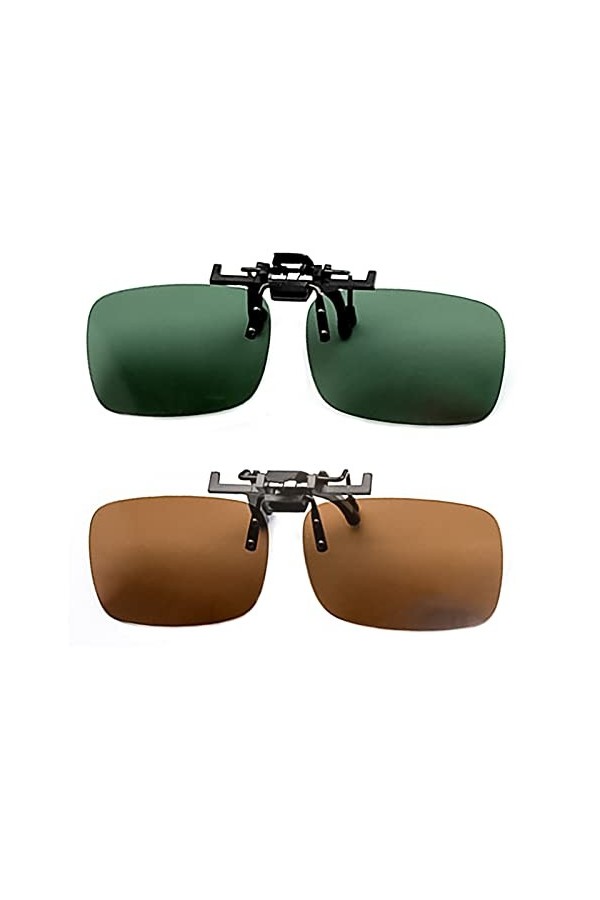 Skyzone Lunettes de soleil à clipser sur lunettes de vue pour femme homme, 2 paires de lunettes de soleil polarisées rabattab