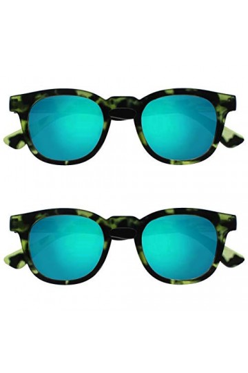 OPULIZE Bay Pack 2 En Miroir Épais Rond Hommes Femmes Écaille De Tortue Vert Mat Lecteurs Soleil Lunettes De Lecture SS97-6 +