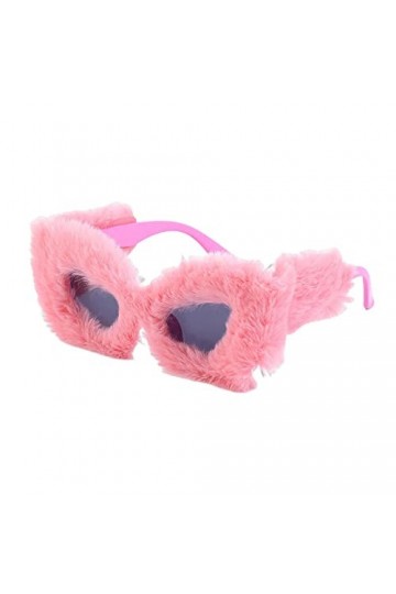 F Fityle Lunettes de soleil yeux de chat floues en peluche Lunettes de soleil créatives légères et confortables Lunettes de s