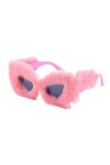 F Fityle Lunettes de soleil yeux de chat floues en peluche Lunettes de soleil créatives légères et confortables Lunettes de s